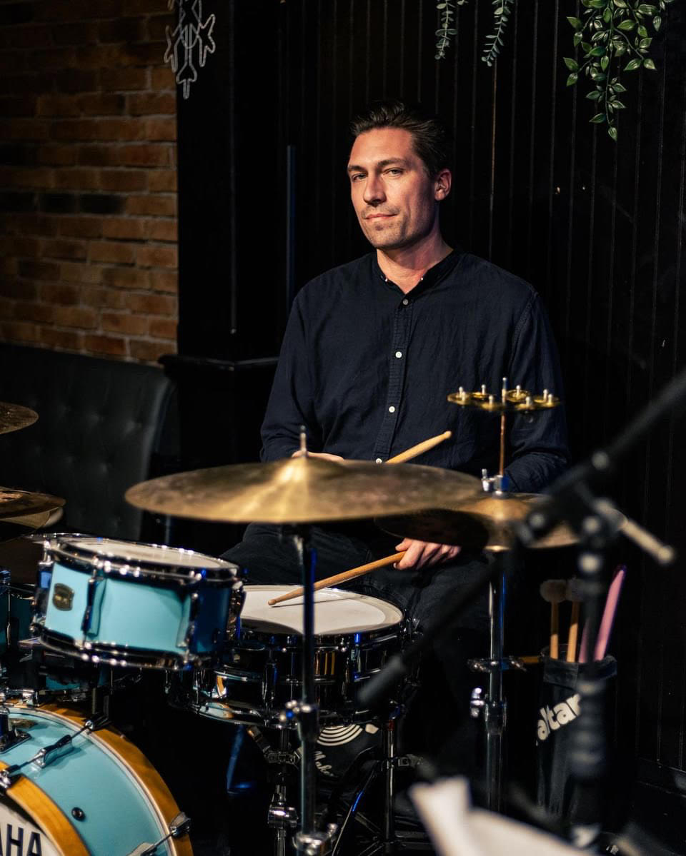 Jordan Perry with drumset