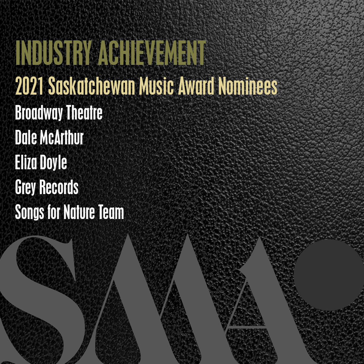 Saskatchewan Music Awards Industry Achievement