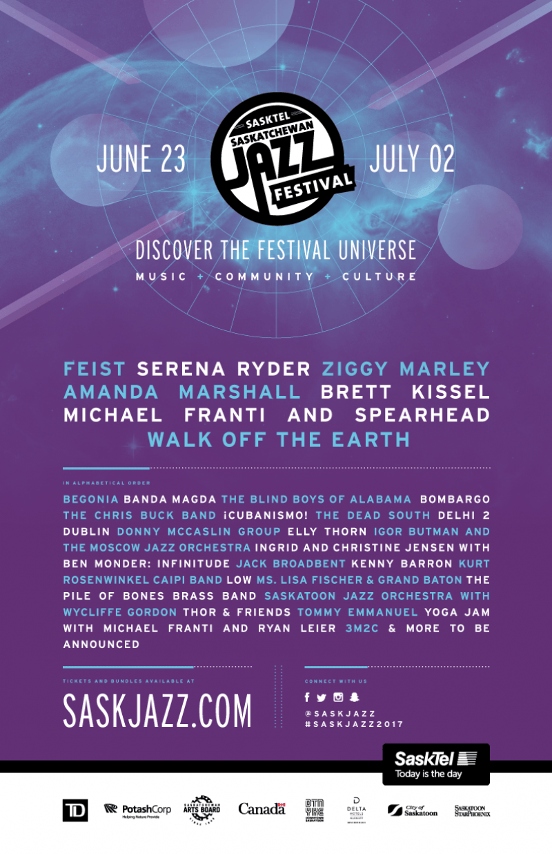 SASKTEL SASKATCHEWAN JAZZ FESTIVAL ANNOUNCES 2017 TICKETED LINEUP!