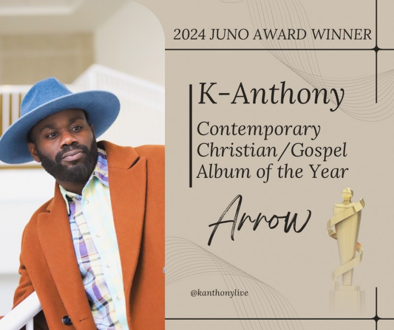 Gospel Singer/Songwriter K-Anthony Wins at The 2024 JUNOS