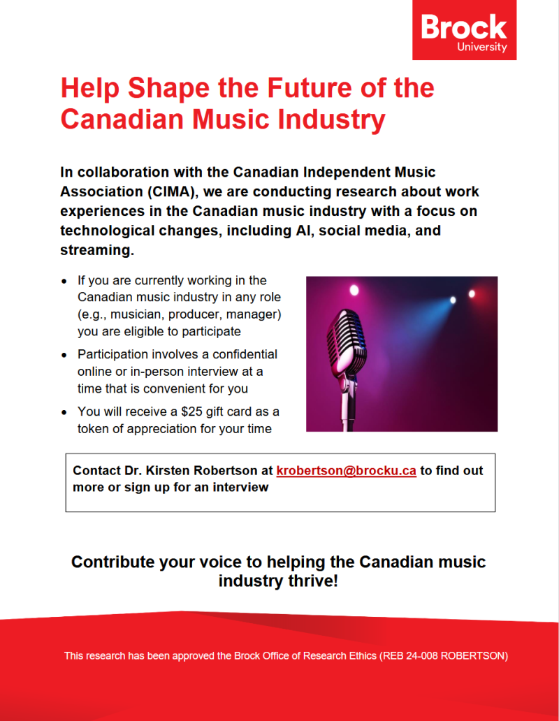 Help shape the future of the Canadian music industry by sharing your experiences