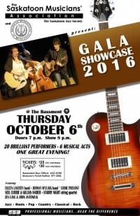The Saskatoon Musicians' Association Presents Gala Showcase 2016 & First Recipient of the Special Recognition Award 