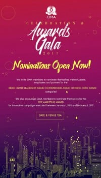 Nominations now open for CIMA's 2017 Celebration & Awards Gala!