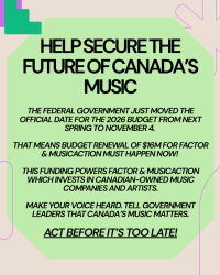 Canada Music Fund needs your support TODAY!