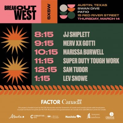 SaskMusic and artists at SXSW, March 11-16/24 Austin TX