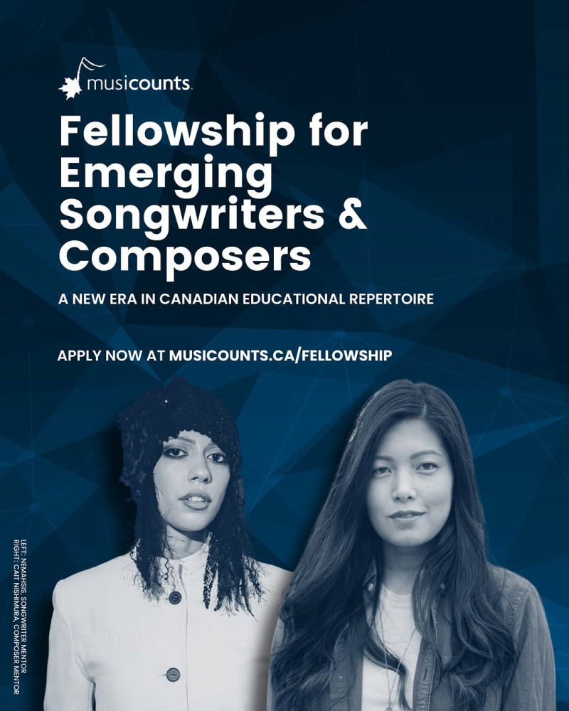 Songwriting Opportunity - MusiCounts Fellowship for Emerging Songwriters & Composers 2026