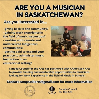 CAMP Sask Arts Paid Mentorship Opportunity 
